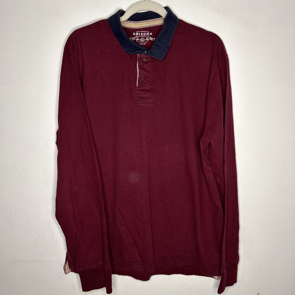 Vtg Arizona Jeans Rugby Polo Long‎ Sleeve Shirt XL 90s Patterned # 2 stitch in